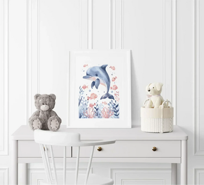 Dolphin Nursery Wall Art Print - Print