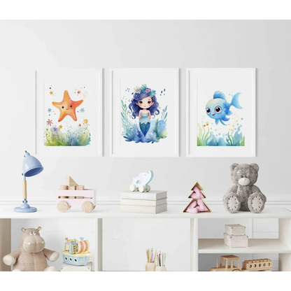 Magical Mermaid Nursery Wall Art Print