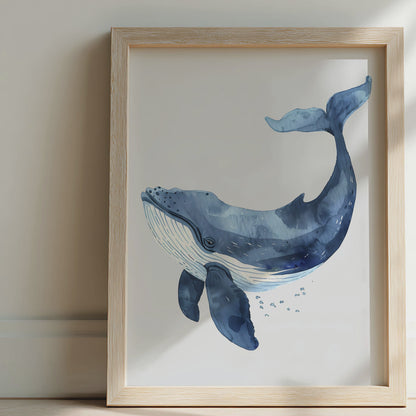 Vintage Watercolour Whale Nursery Wall Art