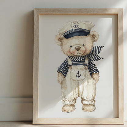 Vintage Watercolour Sailor Nursery Wall Art Print