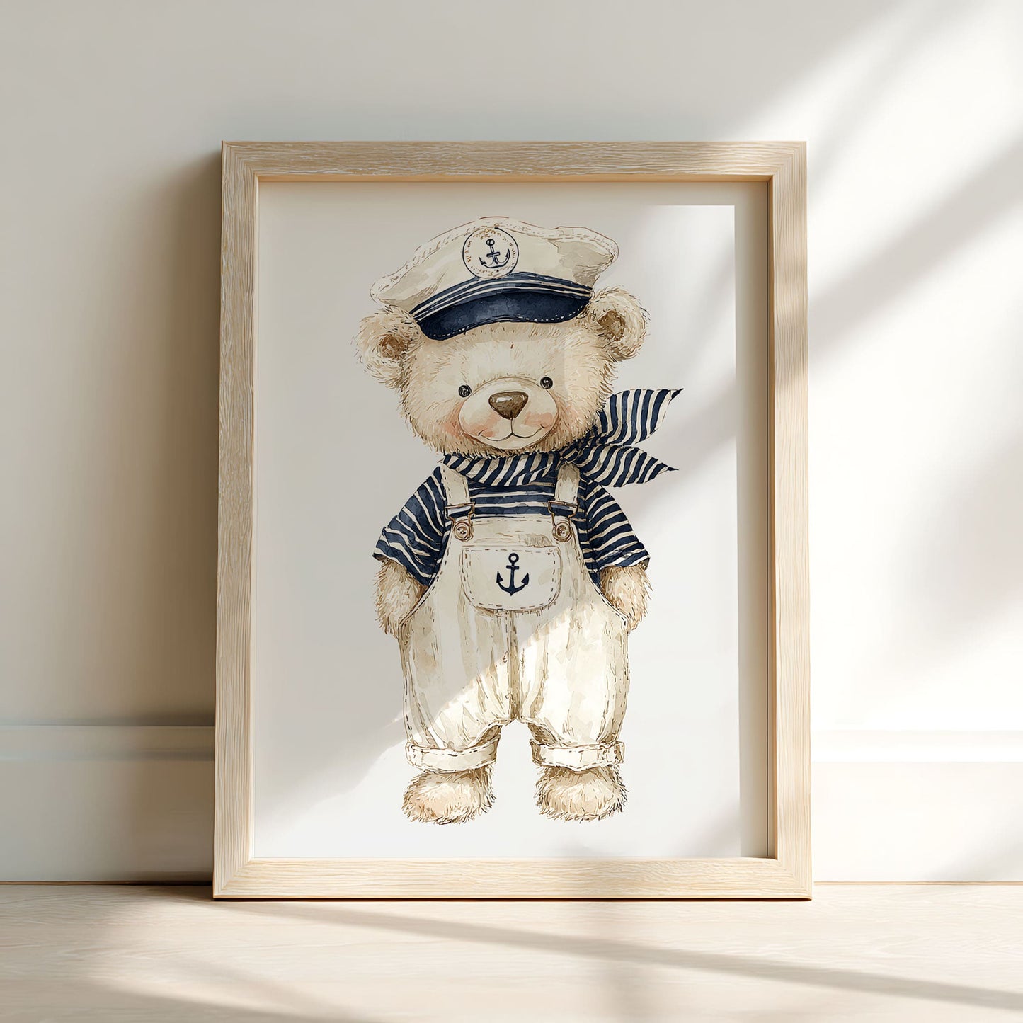Vintage Watercolour Sailor Nursery Wall Art Framed Print