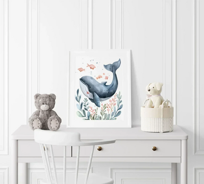 Splashy the Whale Nursery Wall Art Print - Print