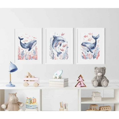 Whale in the Sea Nursery Wall Art